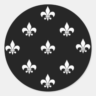 Stickers Fleur de Lis ronde BLANC