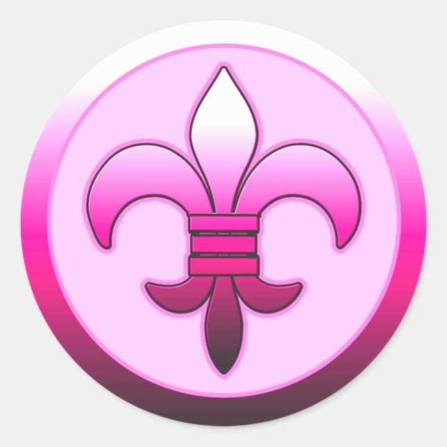Stickers Fleur de Lis ronde ROSE (Devant)