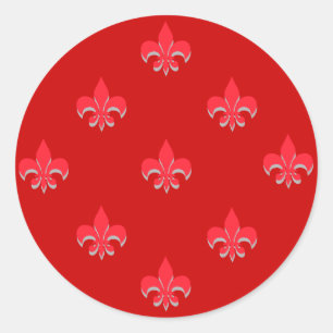 Stickers Fleur de Lis ronde ROUGE