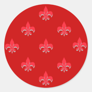 Stickers Fleur de Lis ronde ROUGE