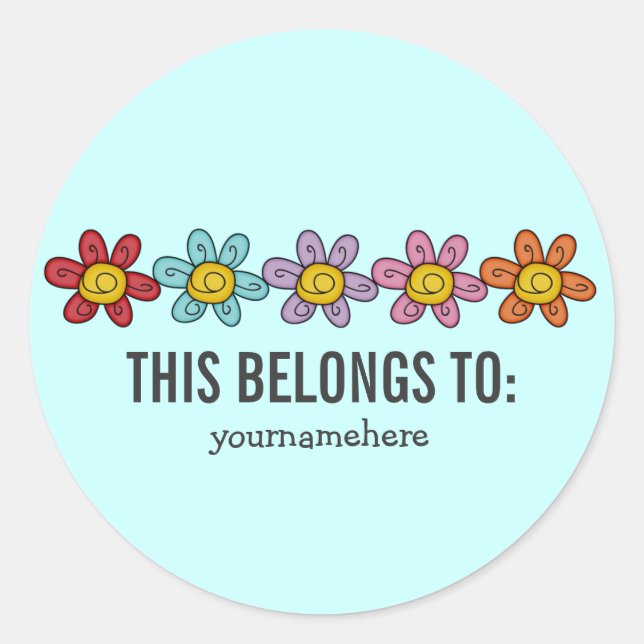 Stickers Fleur Doodle mignon {CELA APPARTIENT À} (Devant)