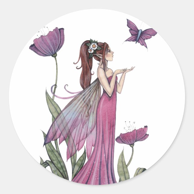 Stickers Fleur violette et Papillon (Devant)