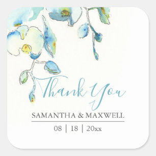 Stickers Floral Aquarelle Bleu Orchidée Favoriser