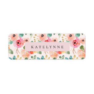 Stickers Floral Aquarelle Fleurs Nom Étiquettes