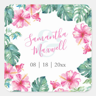 Stickers Floral Aquarelle rose et vert Faveur