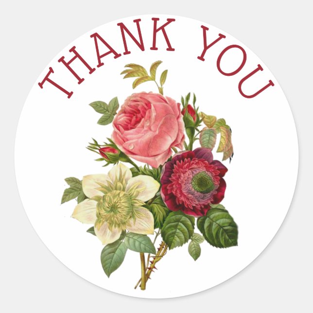Stickers Floral Chic Rose Merci personnalisé (Devant)