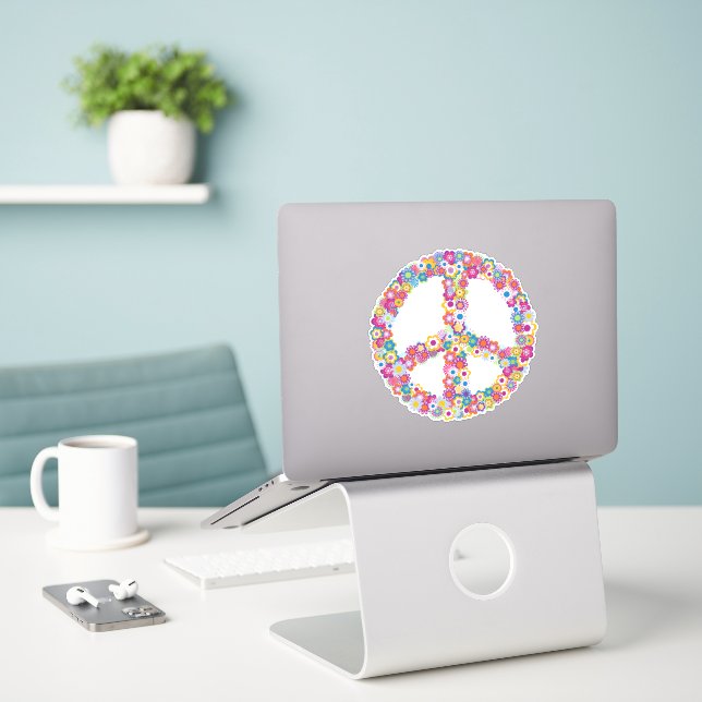 Stickers Floral Peace (Ordinateur portable sur le bureau)