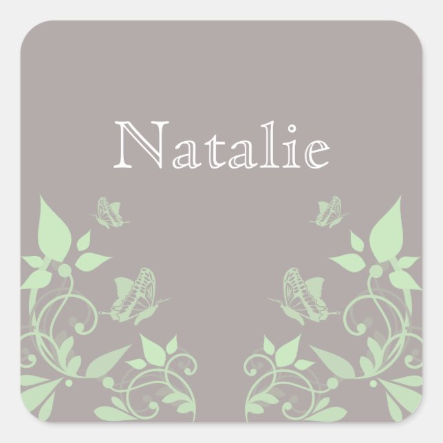 Stickers floraux papillon vert (Devant)