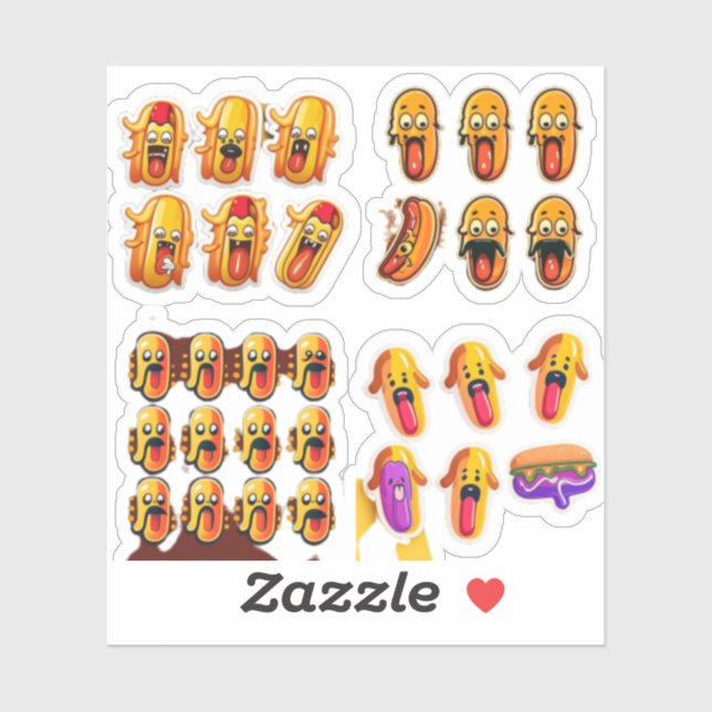 Stickers for a cartoon hot dog group (Sheet)