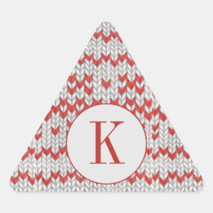 Stickers forme triangle KNIT NORD ROUGE + Initiale