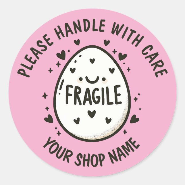 Stickers Fragile Oeuf Cute Personnalisé (Devant)
