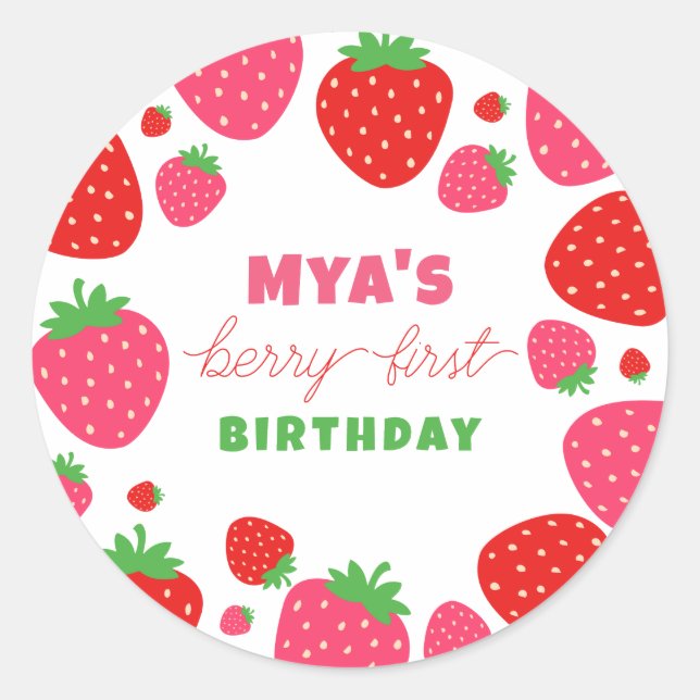 Stickers Fraise Premier Anniversaire Favoriser (Devant)