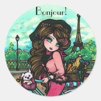 Stickers French Girl Bonjour Paris par Hannah Lynn
