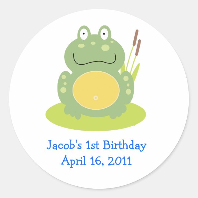 Stickers FROG FROGGY Baby shower ou Anniversaire F (Devant)