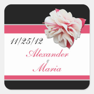 Stickers Fuchsia Flower Pink & Black Wedding