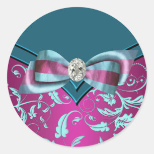 Stickers Fuchsia Hot Pink Turquoise Blue élégant