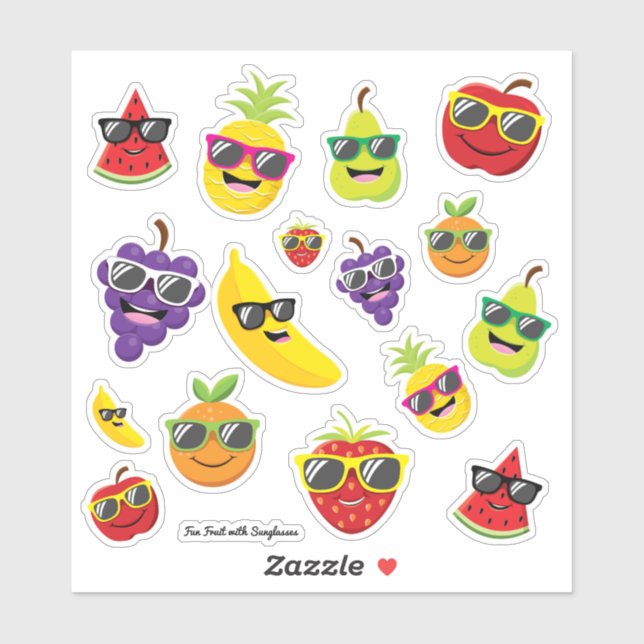 Stickers Fun Fruit avec lunettes de soleil (Feuille)
