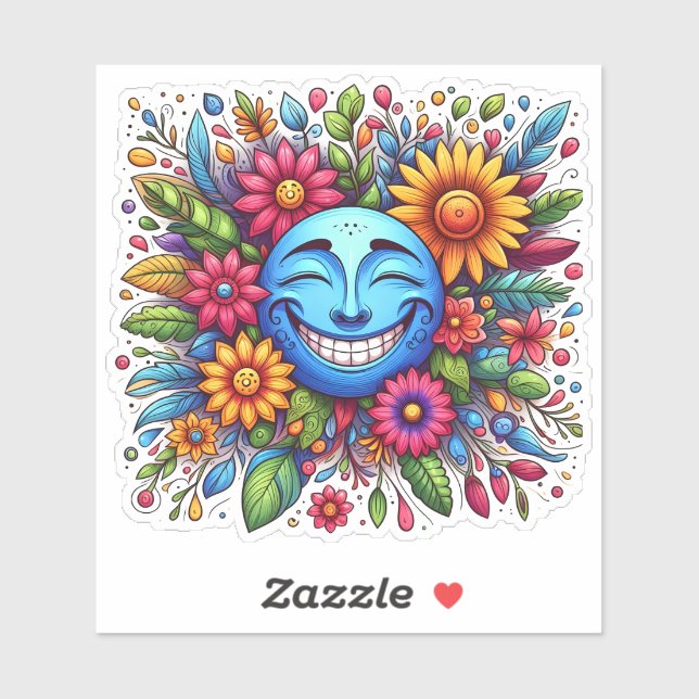 Stickers gais avec une lune souriante (Feuille)