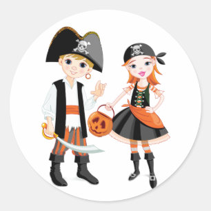 Stickers Garçon Et Fille Pirate