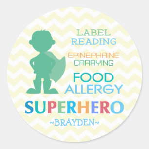 Stickers Garçon Superhero de l'allergie alimentair