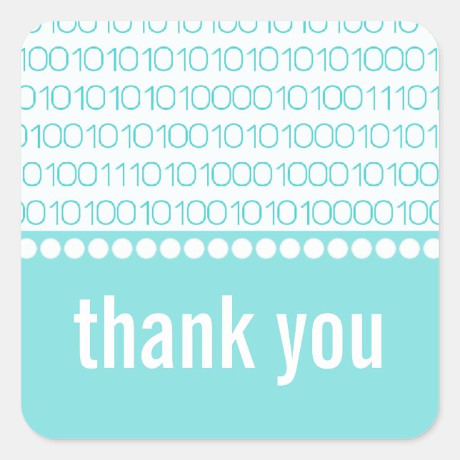 Stickers geek Chic Binary Code Merci, Aqua (Devant)