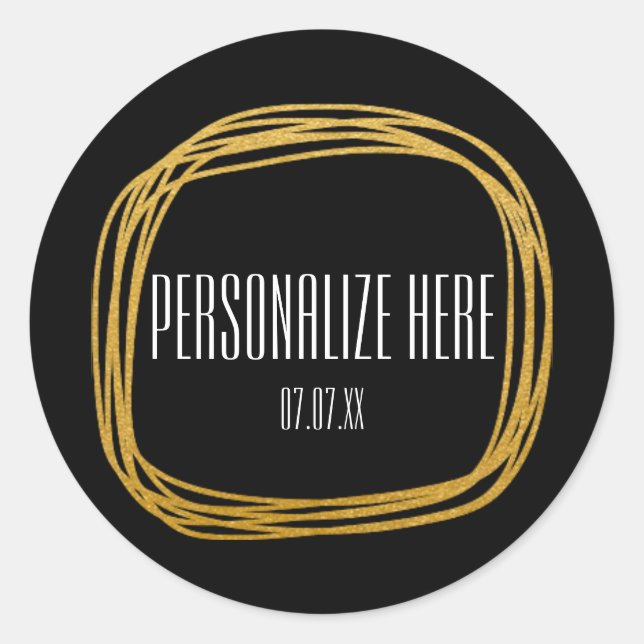 Stickers Glam moderne Gold Foil Scribble Circle (Devant)