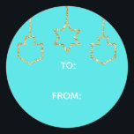 Stickers "Glittered Star & Dreidel" Happy Chanukah<br><div class="desc">Hanukkah/Holiday stickers, personalize. Happy Chanukah "Hanging Glittered Star and Dreidels." Choose from 1 1/2" and 3" stickers. Personalize by deleting and replacing text with your own message. Choose your favourite font size, style, and colour. Background colour can be changed by selecting a different colour from colour swatches. Thanks for stopping...</div>