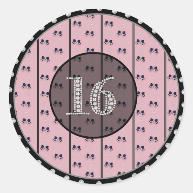 Stickers Glitzy Sweet 16 Anniversaire (Devant)