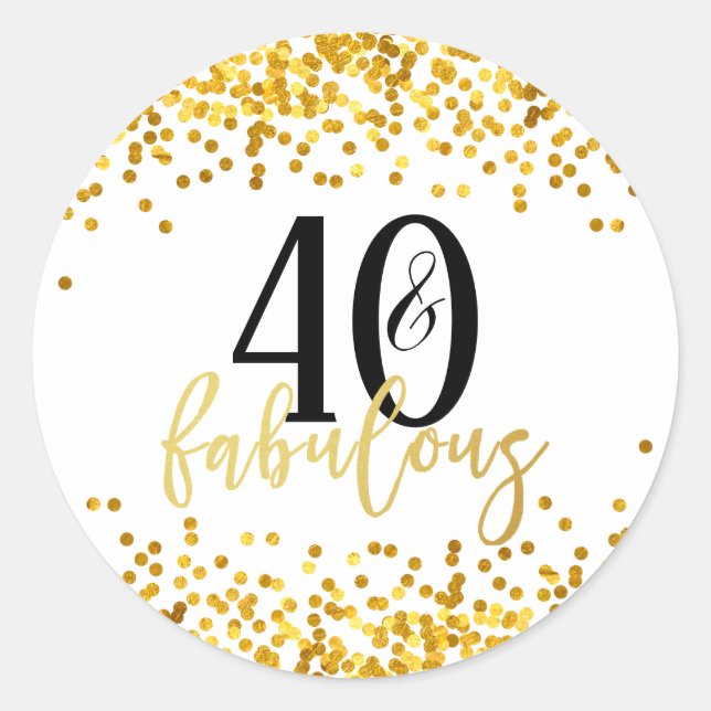 Stickers Gold 40 et Fabulous 40th Birthday Party (Devant)