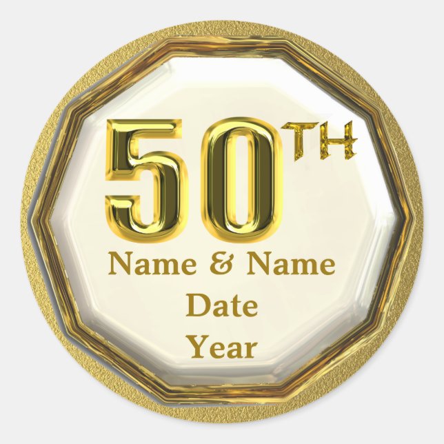 Stickers Gold 50e Anniversaire Ou Anniversaire Per (Devant)