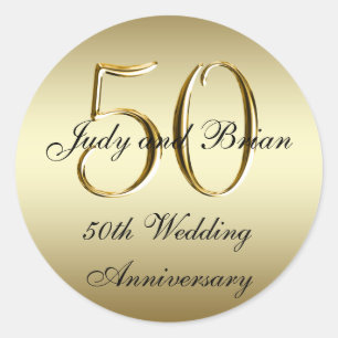 Stickers Gold Black 50th Mariage Anniversaire