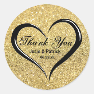 Stickers Gold Black Heart Merci de mariage favori
