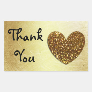 Stickers Gold Heart et Parties scintillant "Merci"