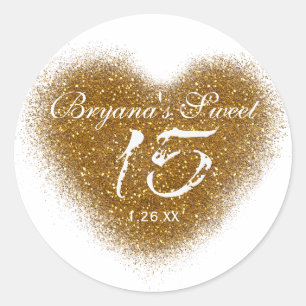 Stickers Gold Parties scintillant Heart 15 Quincei