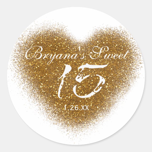 Stickers Gold Parties scintillant Heart 15 Quincei (Devant)