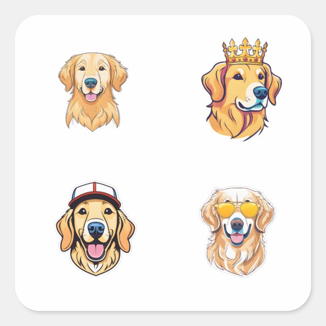 Stickers Golden Retriever Head 4 Pack (Devant)