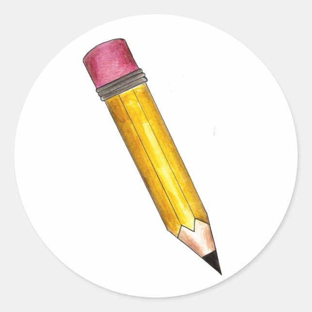 Stickers gomme rose crayon jaune #2 Sharp School (Devant)