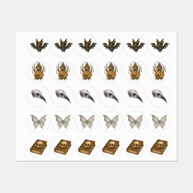 Stickers Gothique Halloween - Chauve-souris, Livre (Feuille)