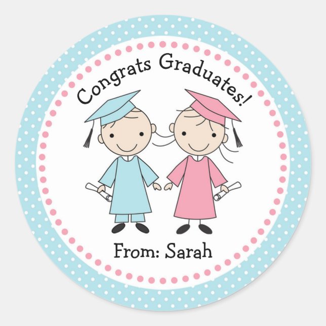 Stickers Graduation - Baguette mignonne Figure Gar (Devant)