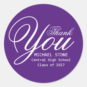 Stickers Graduation Merci blanc violet personnalis
