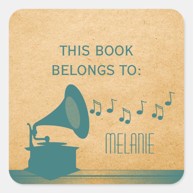 Stickers Gramophone Vintage turquoise (Devant)
