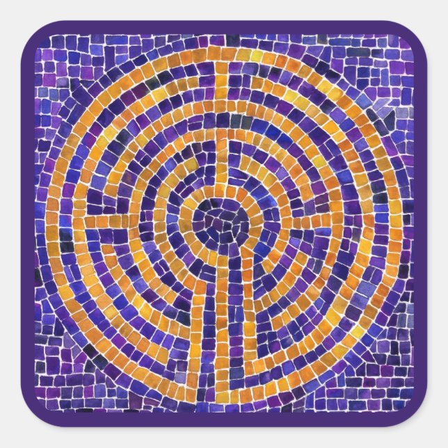 Stickers grand Carré LABYRINTH MOSAIC - Violet (Devant)