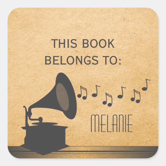 Stickers Gris Vintage Gramophone (Devant)