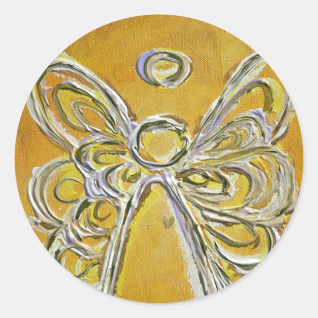 Stickers Guardian Yellow Angel Art Personnalisé (Devant)