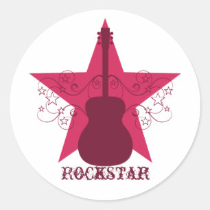 Stickers Guitare Star Etoiles Fancy, Magenta