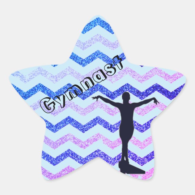 Stickers Gymnaste Bleu Chevron Gymnastique (Devant)