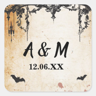Stickers Halloween cadre gothique rustique Étiquet