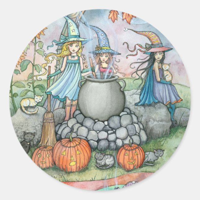 Stickers Halloween Chat Sorcière par Molly Harriso (Devant)