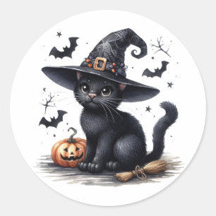 Stickers Halloween Chat Sorcières Noires