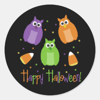 Stickers Halloween chouette et corne de bonbons
